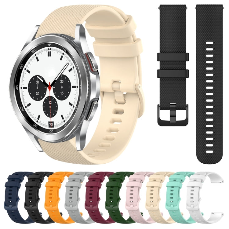For Samsung Galaxy Watch4 Classic 42mm 20mm Plaid Solid Color Silicone Watch Band
