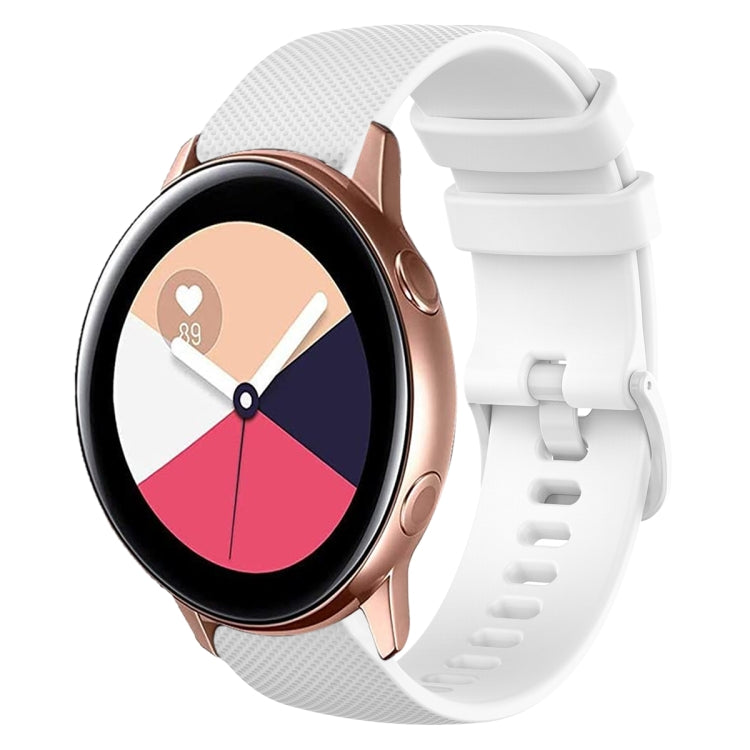For Samsung Galaxy Watch Active 2 20mm Plaid Solid Color Silicone Watch Band