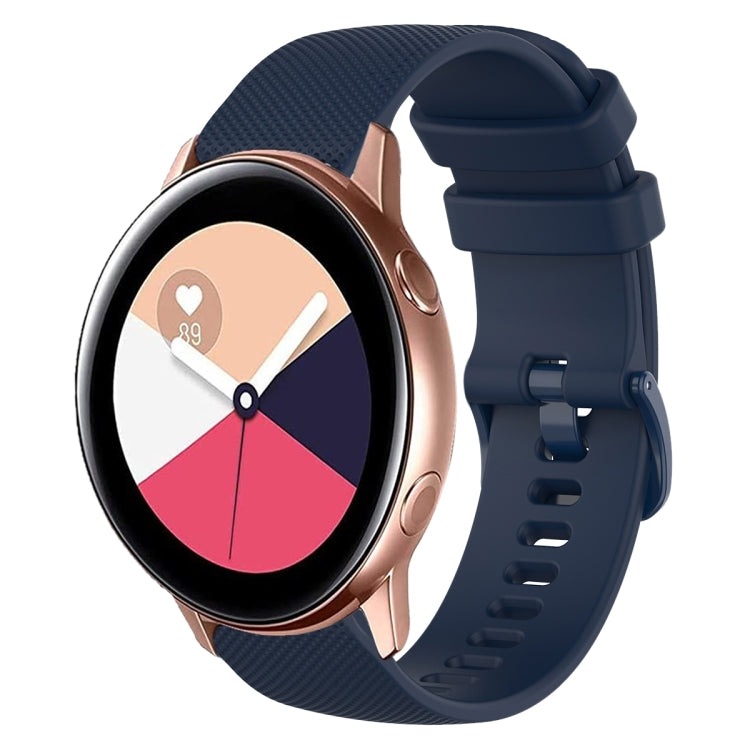 For Samsung Galaxy Watch Active 2 20mm Plaid Solid Color Silicone Watch Band