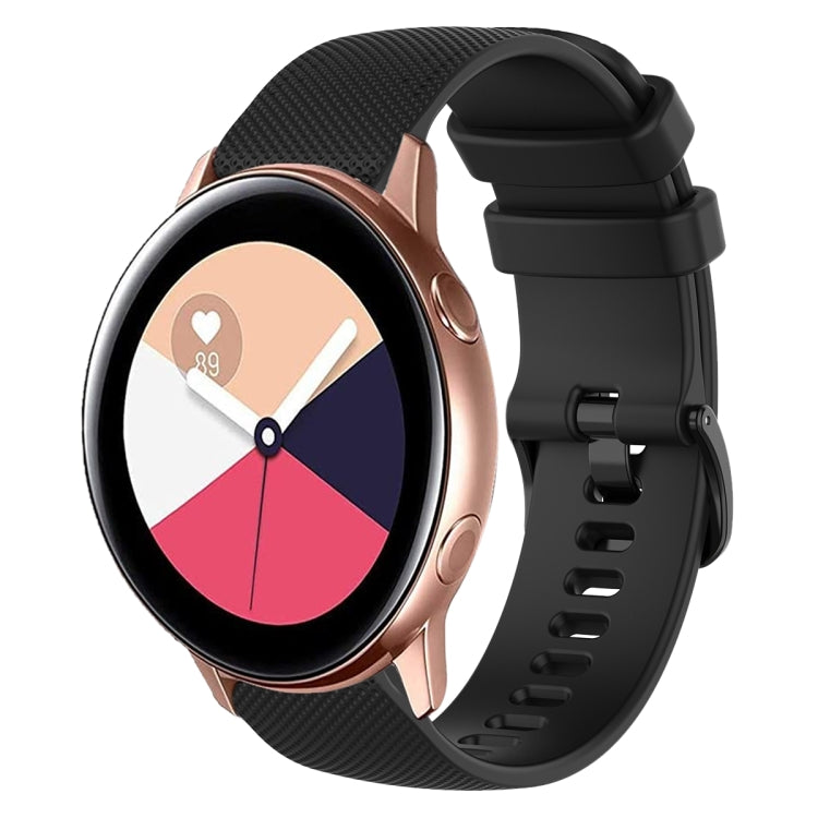 For Samsung Galaxy Watch Active 2 20mm Plaid Solid Color Silicone Watch Band