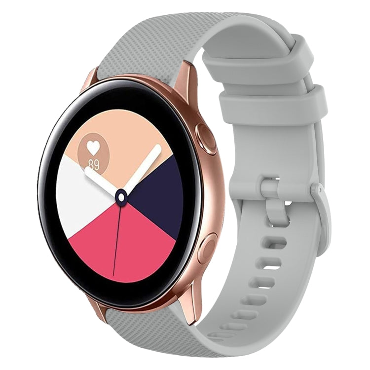 For Samsung Galaxy Watch Active 2 20mm Plaid Solid Color Silicone Watch Band