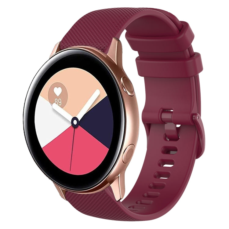 For Samsung Galaxy Watch Active 2 20mm Plaid Solid Color Silicone Watch Band