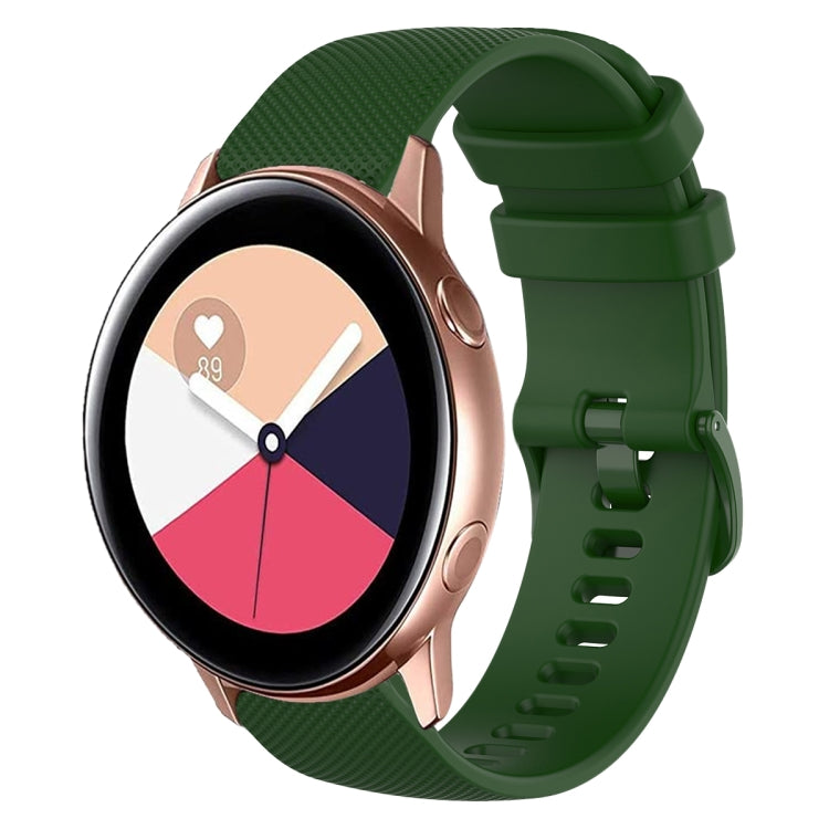 For Samsung Galaxy Watch Active 2 20mm Plaid Solid Color Silicone Watch Band