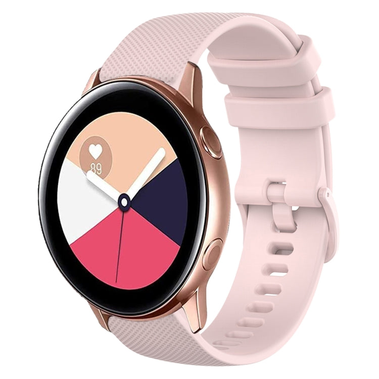 For Samsung Galaxy Watch Active 2 20mm Plaid Solid Color Silicone Watch Band