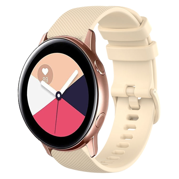 For Samsung Galaxy Watch Active 2 20mm Plaid Solid Color Silicone Watch Band