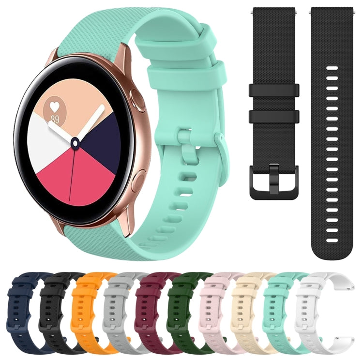 For Samsung Galaxy Watch Active 2 20mm Plaid Solid Color Silicone Watch Band