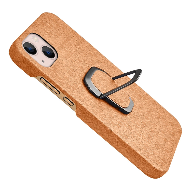 For iPhone 14 Plus Ring Holder Honeycomb PU Phone Case