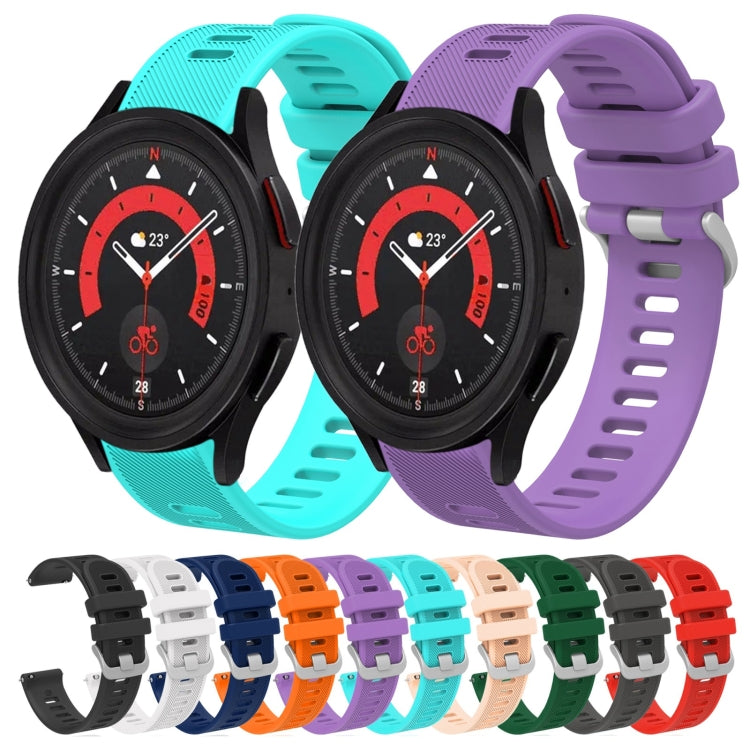 For Samsung Galaxy Watch5 40mm 20mm Twill Solid Color Silicone Watch Band
