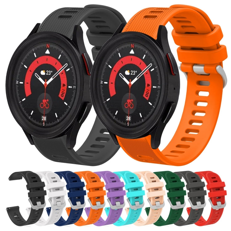 For Samsung Galaxy Watch5 44mm 20mm Twill Solid Color Silicone Watch Band
