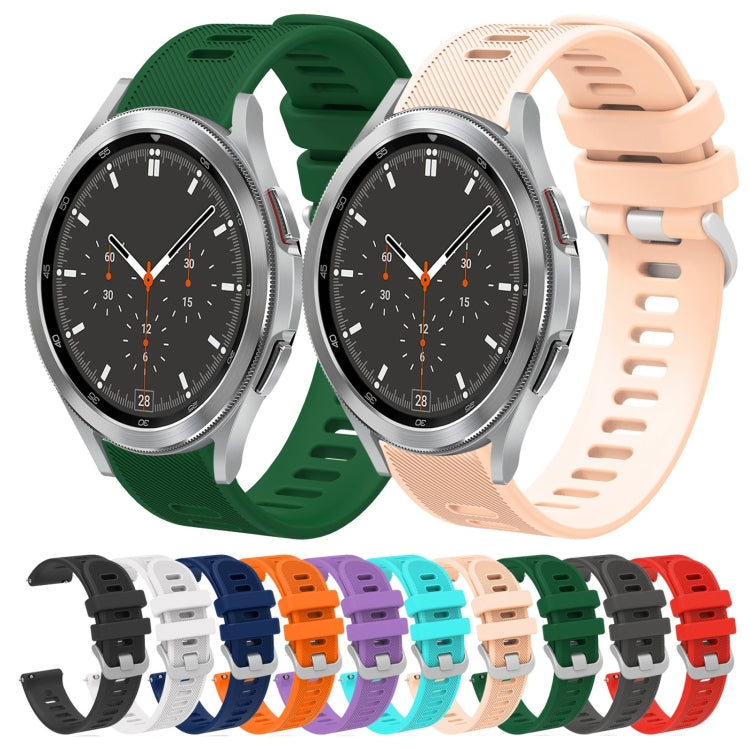 For Samsung Galaxy Watch4 Classic 46mm 20mm Twill Solid Color Silicone Watch Band