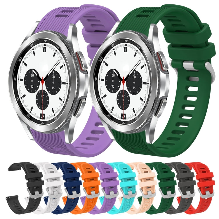For Samsung Galaxy Watch4 Classic 42mm 20mm Twill Solid Color Silicone Watch Band