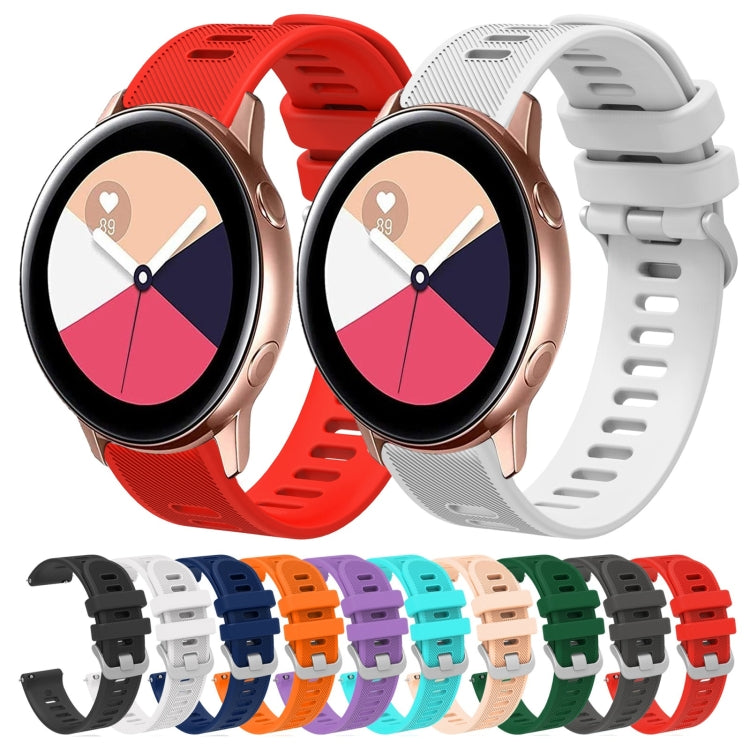 For Samsung Galaxy Watch Active 2 20mm Twill Solid Color Silicone Watch Band