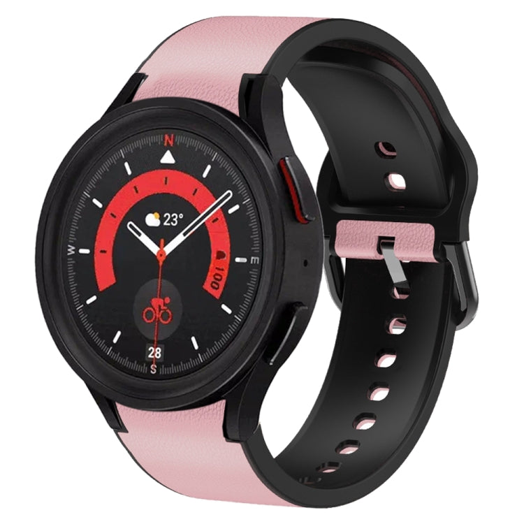 For Samsung Galaxy Watch 5 40mm Silicone Adhesive Leather Watch Band