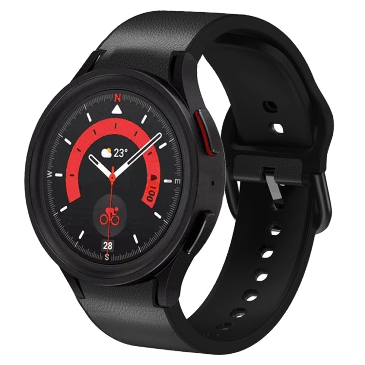 For Samsung Galaxy Watch 5 40mm Silicone Adhesive Leather Watch Band