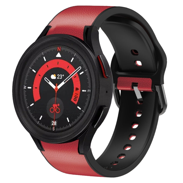 For Samsung Galaxy Watch 5 40mm Silicone Adhesive Leather Watch Band