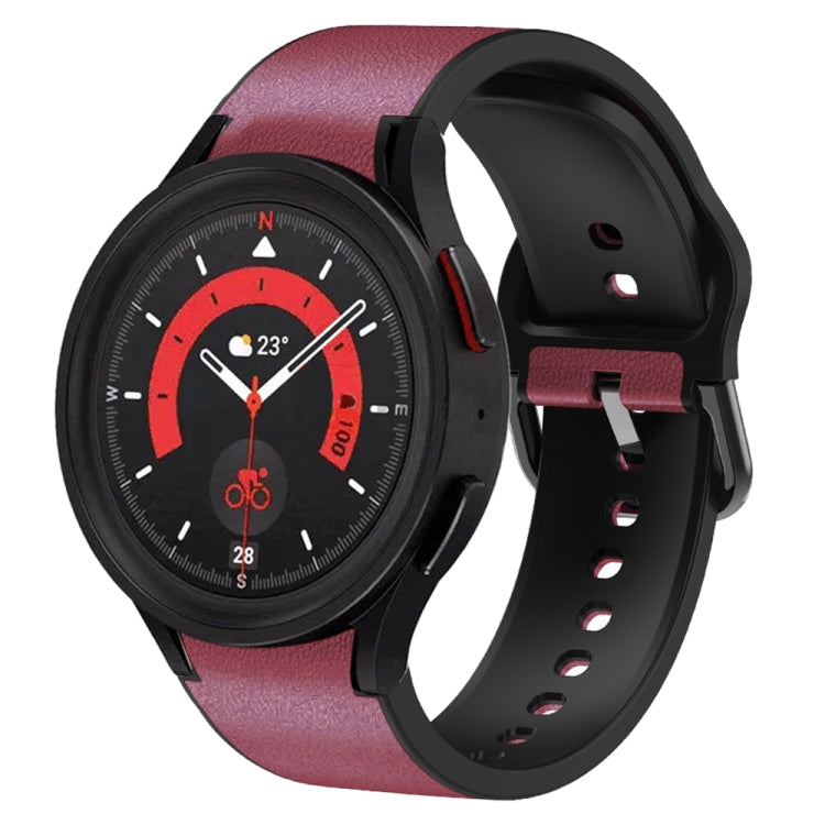 For Samsung Galaxy Watch 5 40mm Silicone Adhesive Leather Watch Band