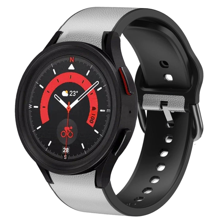 For Samsung Galaxy Watch 5 40mm Silicone Adhesive Leather Watch Band