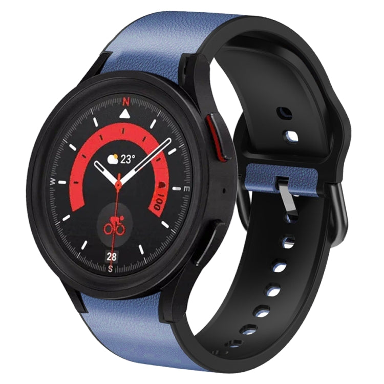 For Samsung Galaxy Watch 5 40mm Silicone Adhesive Leather Watch Band