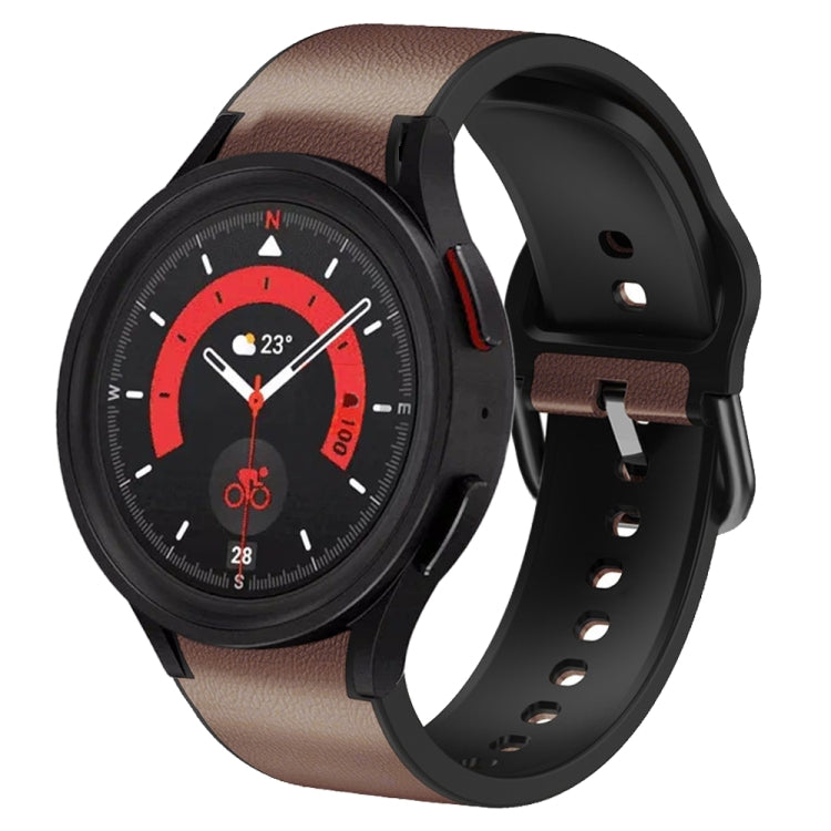 For Samsung Galaxy Watch 5 40mm Silicone Adhesive Leather Watch Band