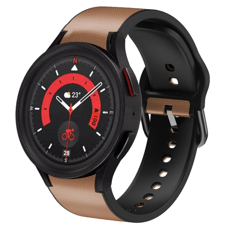 For Samsung Galaxy Watch 5 40mm Silicone Adhesive Leather Watch Band