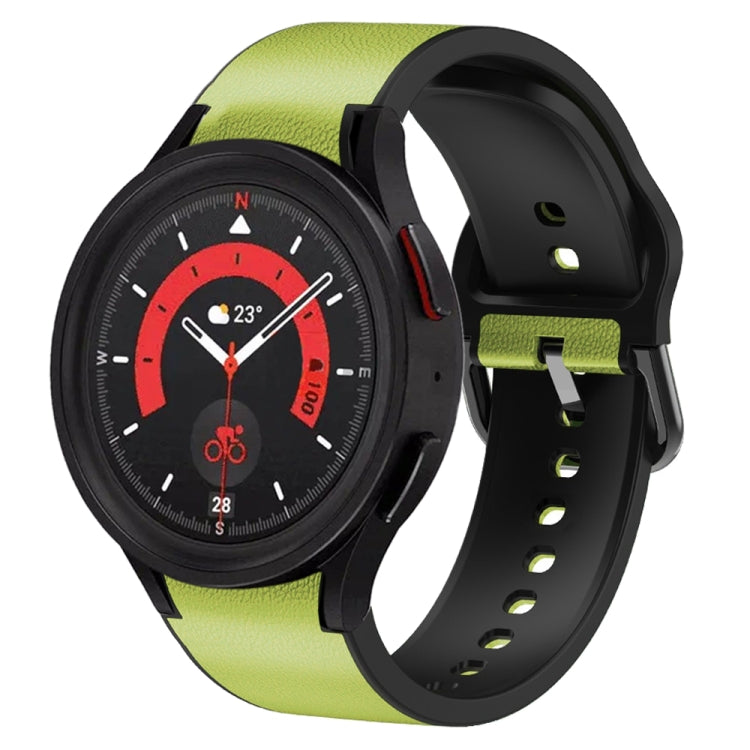 For Samsung Galaxy Watch 5 44mm Silicone Adhesive Leather Watch Band