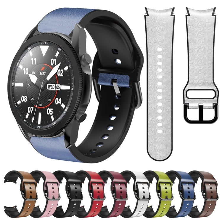 For Samsung Galaxy Watch 5 Pro 45mm Silicone Adhesive Leather Watch Band