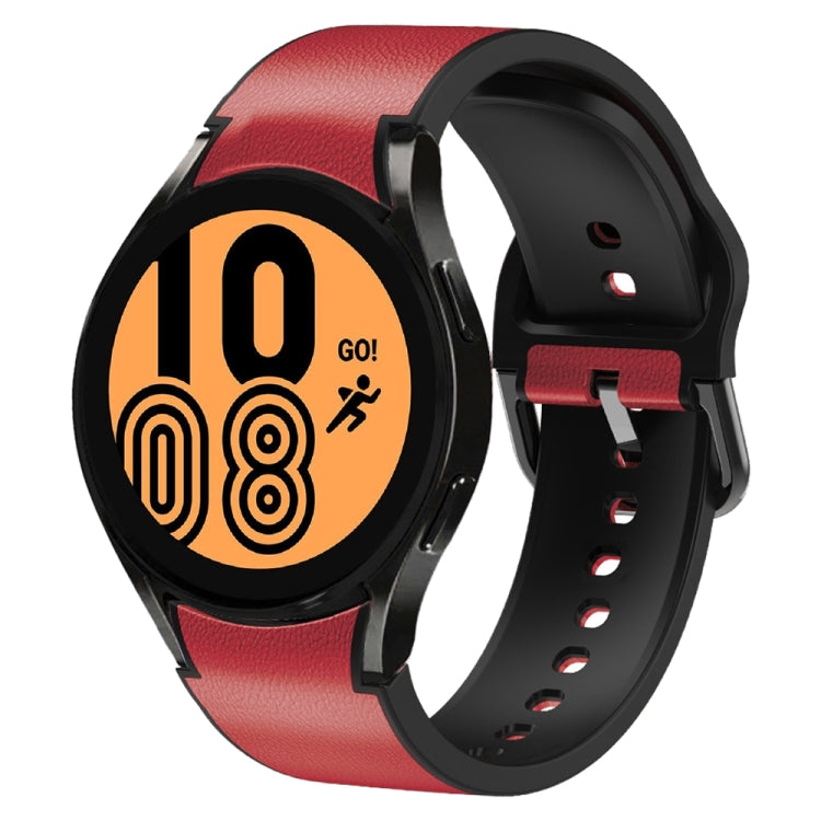 For Samsung Galaxy Watch 4 40mm Silicone Adhesive Leather Watch Band