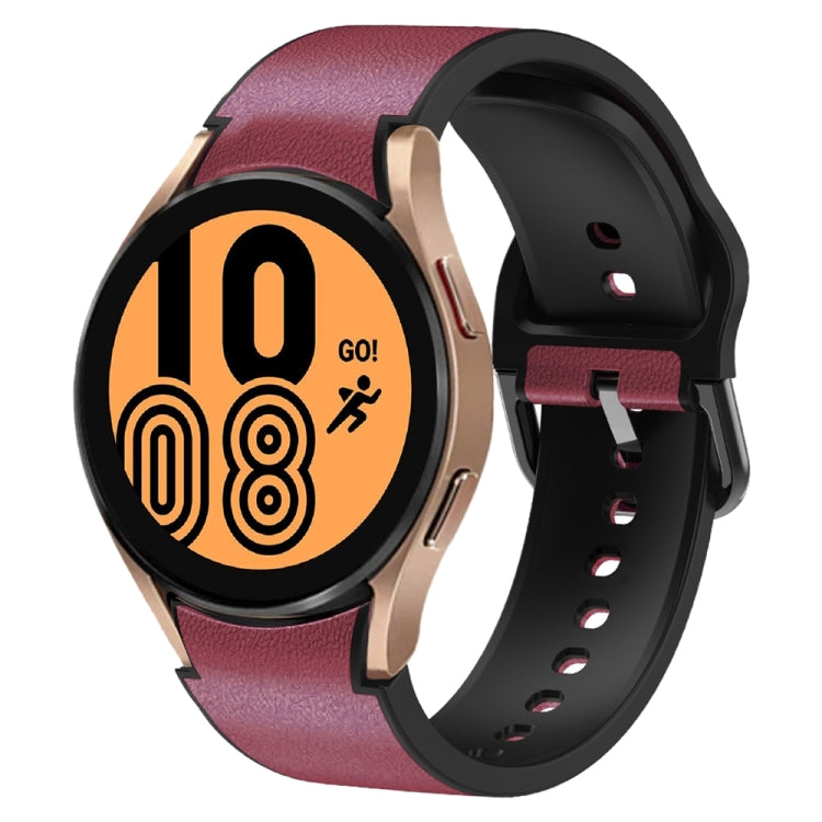 For Samsung Galaxy Watch 4 40mm Silicone Adhesive Leather Watch Band