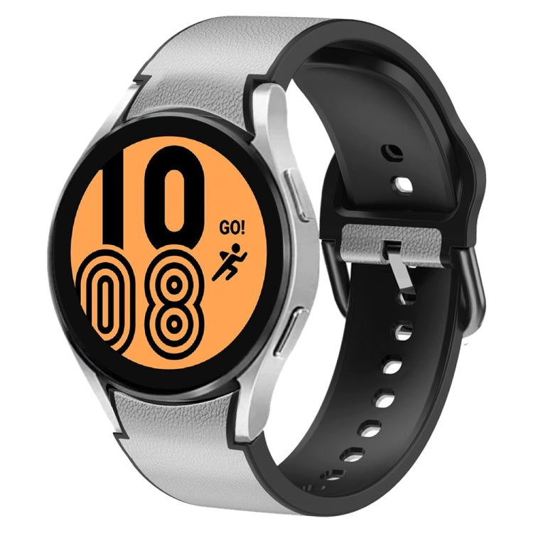 For Samsung Galaxy Watch 4 40mm Silicone Adhesive Leather Watch Band