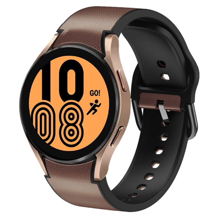 For Samsung Galaxy Watch 4 40mm Silicone Adhesive Leather Watch Band