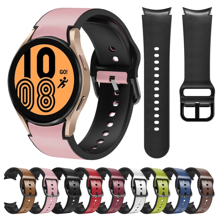 For Samsung Galaxy Watch 4 40mm Silicone Adhesive Leather Watch Band
