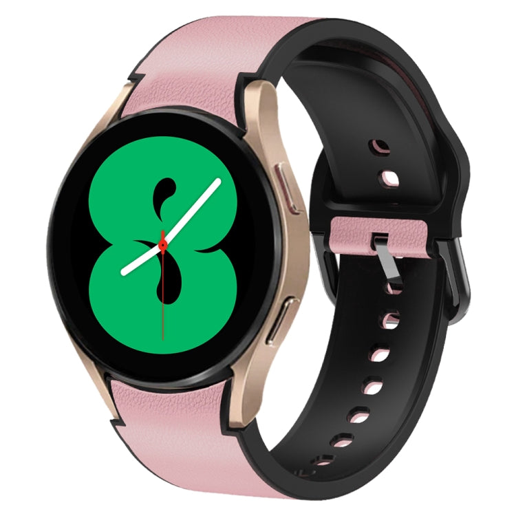 For Samsung Galaxy Watch 4 44mm Silicone Adhesive Leather Watch Band