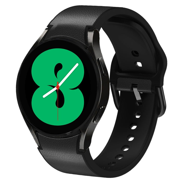 For Samsung Galaxy Watch 4 44mm Silicone Adhesive Leather Watch Band