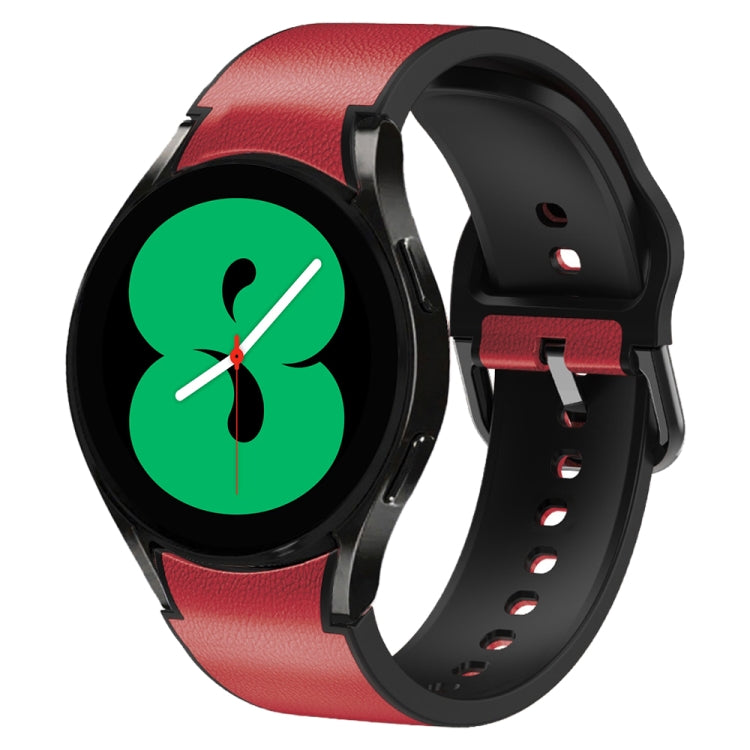 For Samsung Galaxy Watch 4 44mm Silicone Adhesive Leather Watch Band
