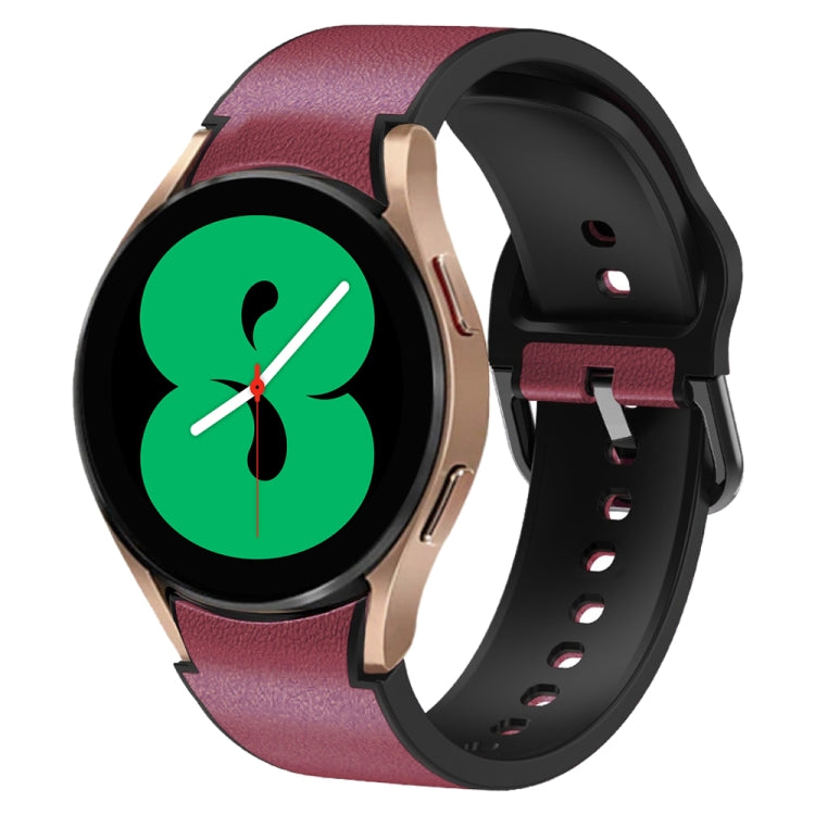For Samsung Galaxy Watch 4 44mm Silicone Adhesive Leather Watch Band