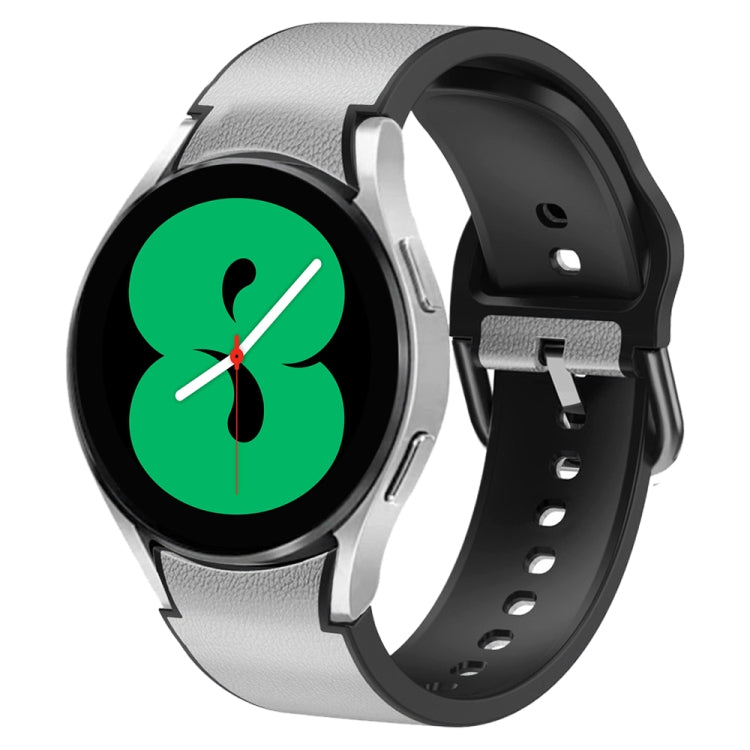 For Samsung Galaxy Watch 4 44mm Silicone Adhesive Leather Watch Band
