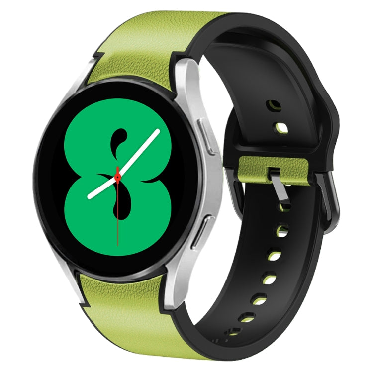 For Samsung Galaxy Watch 4 44mm Silicone Adhesive Leather Watch Band
