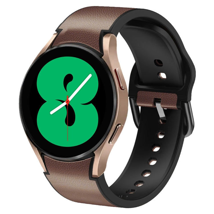 For Samsung Galaxy Watch 4 44mm Silicone Adhesive Leather Watch Band