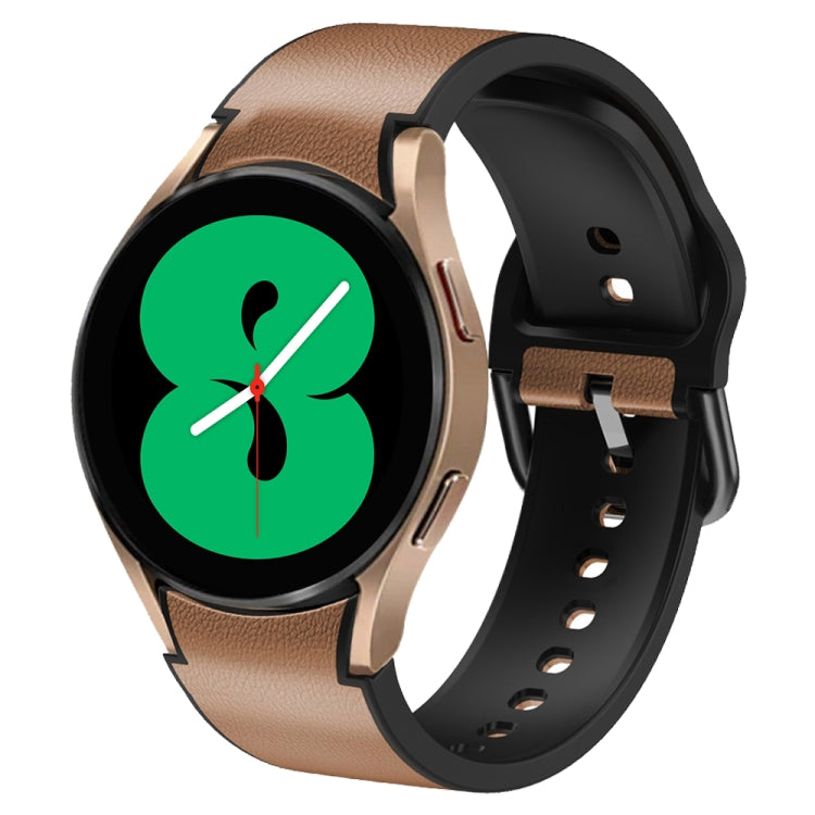 For Samsung Galaxy Watch 4 44mm Silicone Adhesive Leather Watch Band