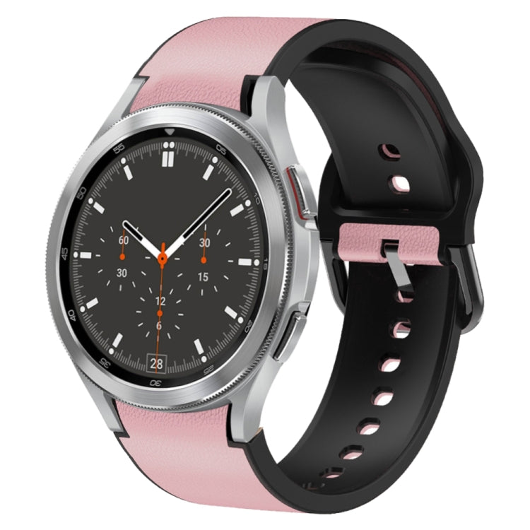 For Samsung Galaxy Watch 4 Classic 46mm Silicone Adhesive Leather Watch Band