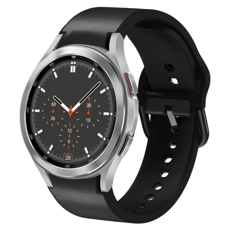 For Samsung Galaxy Watch 4 Classic 46mm Silicone Adhesive Leather Watch Band