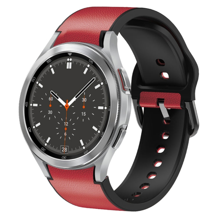 For Samsung Galaxy Watch 4 Classic 46mm Silicone Adhesive Leather Watch Band