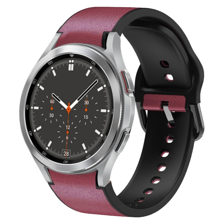 For Samsung Galaxy Watch 4 Classic 46mm Silicone Adhesive Leather Watch Band