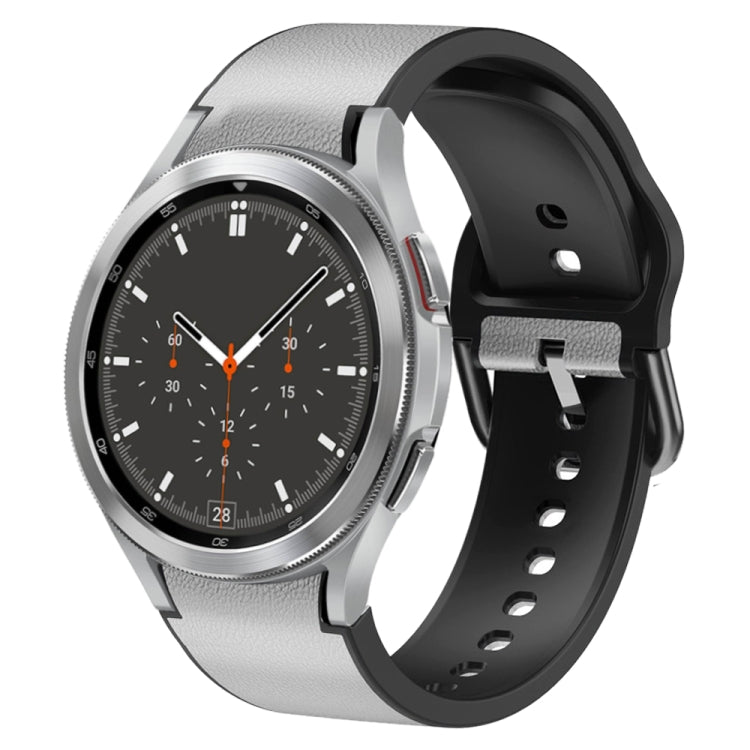 For Samsung Galaxy Watch 4 Classic 46mm Silicone Adhesive Leather Watch Band