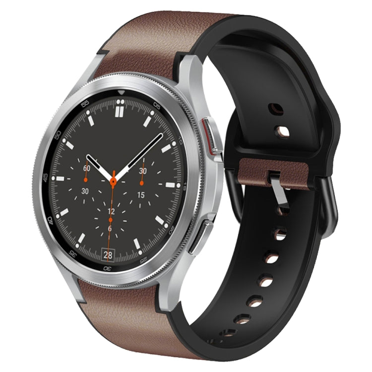 For Samsung Galaxy Watch 4 Classic 46mm Silicone Adhesive Leather Watch Band
