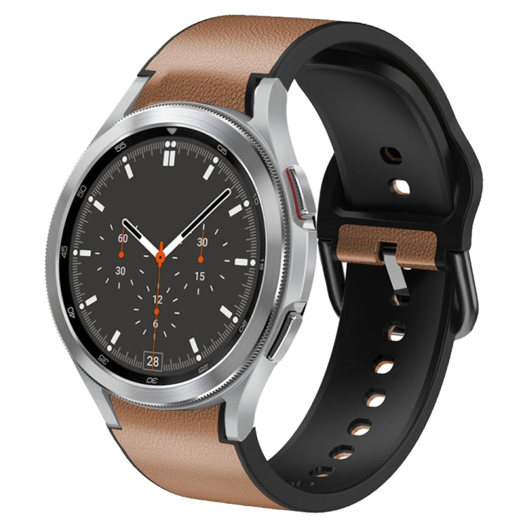 For Samsung Galaxy Watch 4 Classic 46mm Silicone Adhesive Leather Watch Band