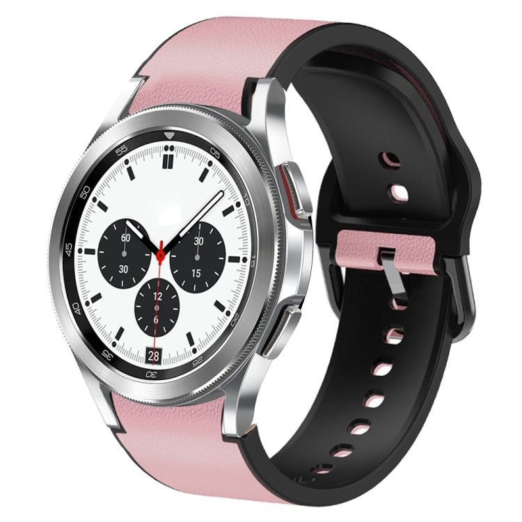 For Samsung Galaxy Watch 4 Classic 42mm Silicone Adhesive Leather Watch Band