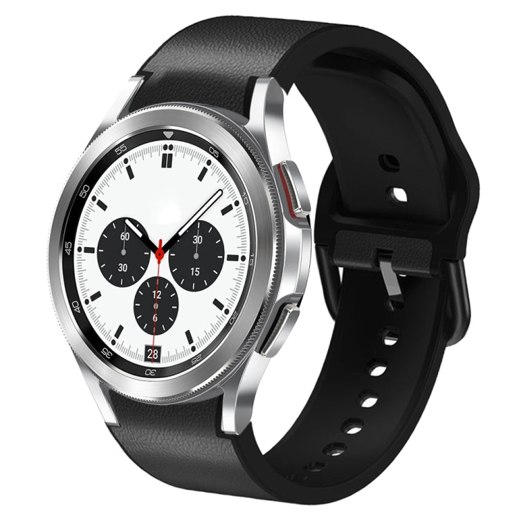 For Samsung Galaxy Watch 4 Classic 42mm Silicone Adhesive Leather Watch Band