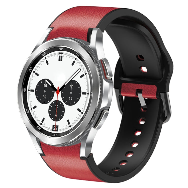 For Samsung Galaxy Watch 4 Classic 42mm Silicone Adhesive Leather Watch Band