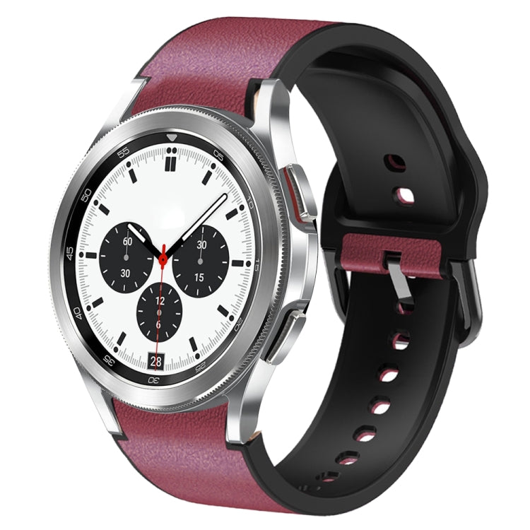 For Samsung Galaxy Watch 4 Classic 42mm Silicone Adhesive Leather Watch Band